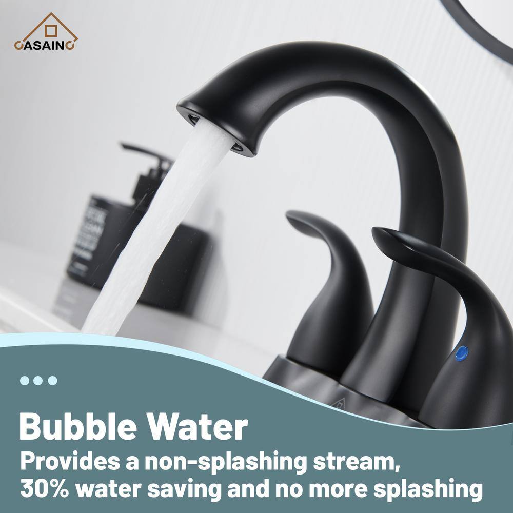 Matte Black Stainless Steel Centerset Bathroom Faucet with Drain