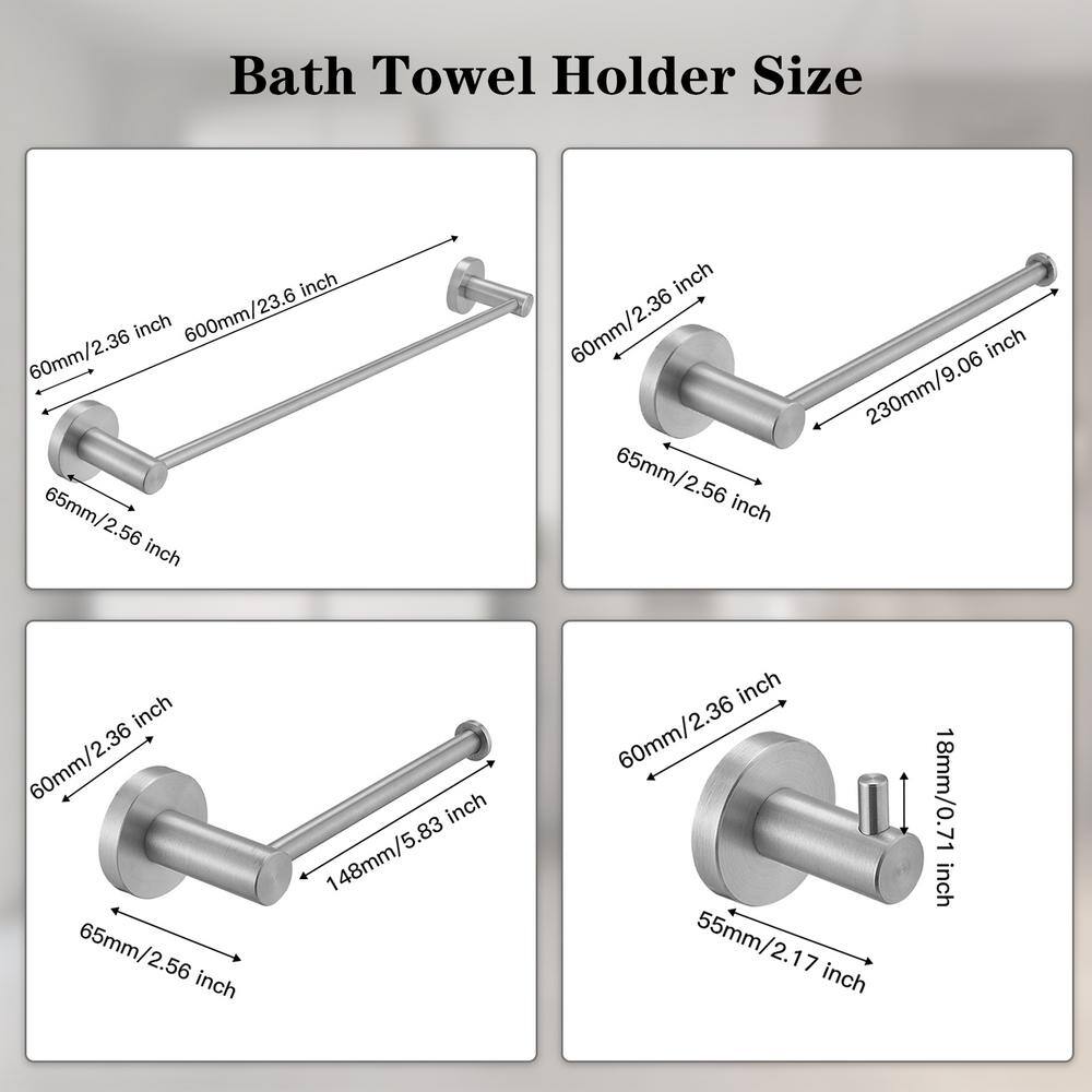 Brushed Nickel 5-Piece Bathroom Hardware Set with Towel Bar and Hooks