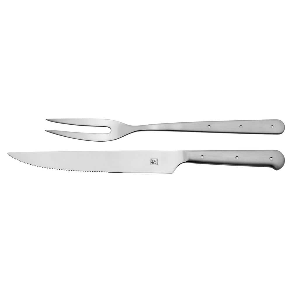 White Handle 2024 2 Piece Carving Set Knife and Fork