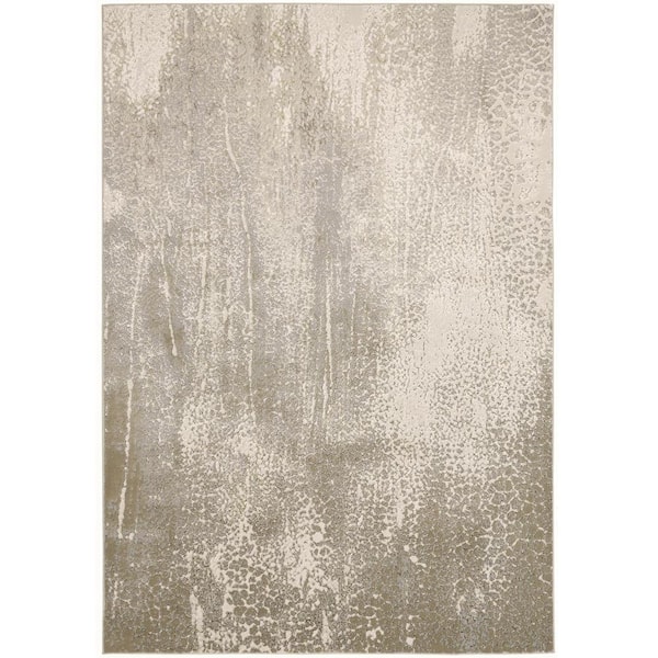 HomeRoots 7 x 10 Gray and Ivory Abstract Area Rug