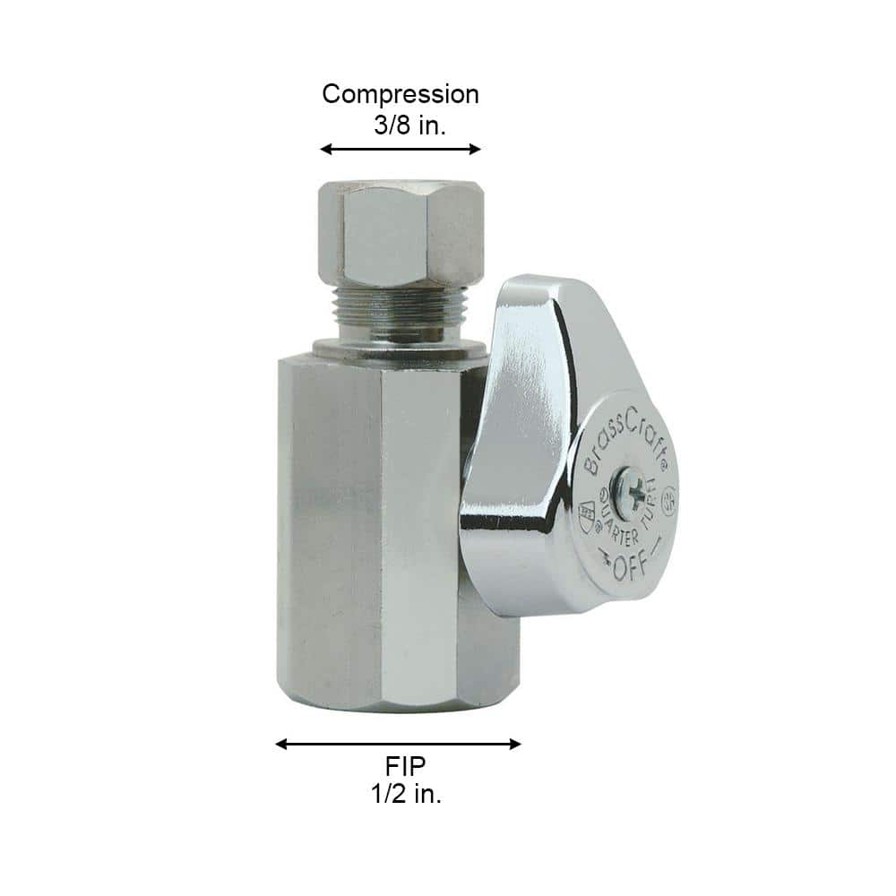 BrassCraft Chrome-Plated 1/2" FPT x 3/8" MPT Quarter Turn Shut-Off Valve