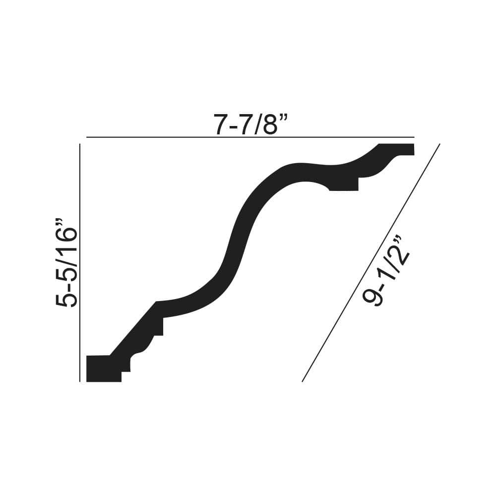 7-7/8 in White Polyurethane Crown Moulding Sample
