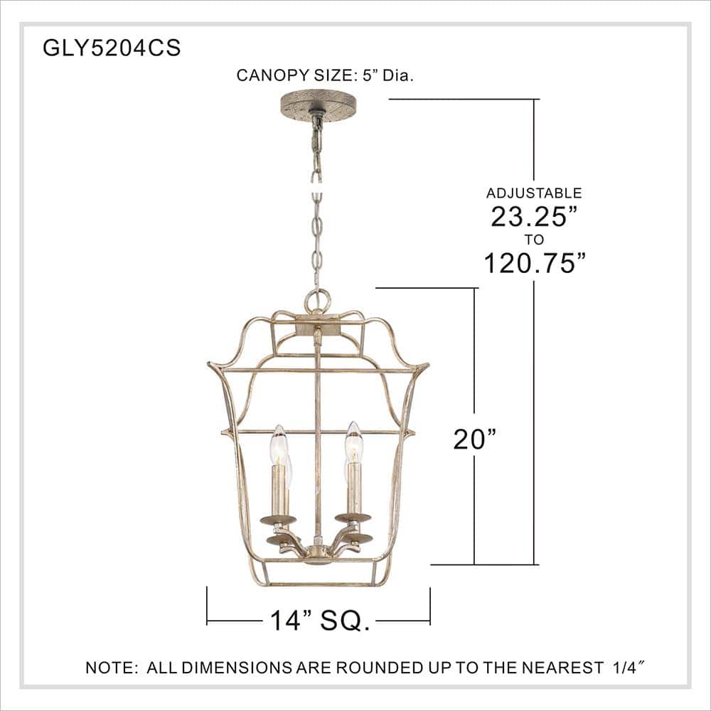Century Silver Leaf 4-Light Lantern Chandelier