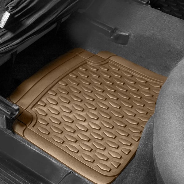 FH Group Beige 4-Piece Liners Trimmable Climaproof Waterproof Vinyl Car Floor Mats - Full Set