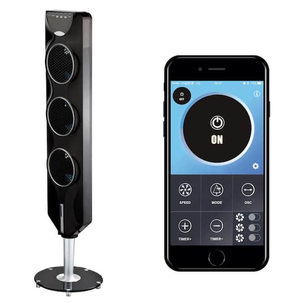Ozeri 3x Tower Fan 44 in. with Bluetooth and Passive Noise Reduction