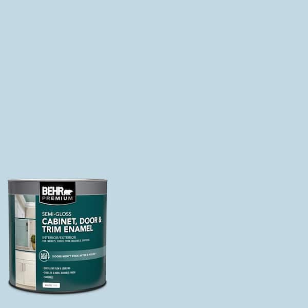 BEHR PREMIUM 1 qt. #S500-1 Distant Shore Semi-Gloss Enamel Interior/Exterior Cabinet, Door & Trim Paint