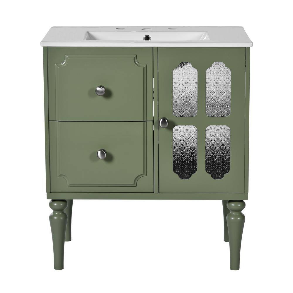 Aoibox Retro Style 18.30 in. W Single Sink Freestanding Green Bath ...