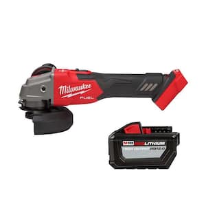 M18 FUEL 18V Lithium-Ion Brushless Cordless 4-1/2 in./5 in. Grinder Variable Speed & Slide Switch w/12.0ah Battery