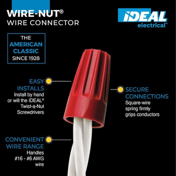 Wire-Nut Wire Connector, 76B Red, Bag of 250