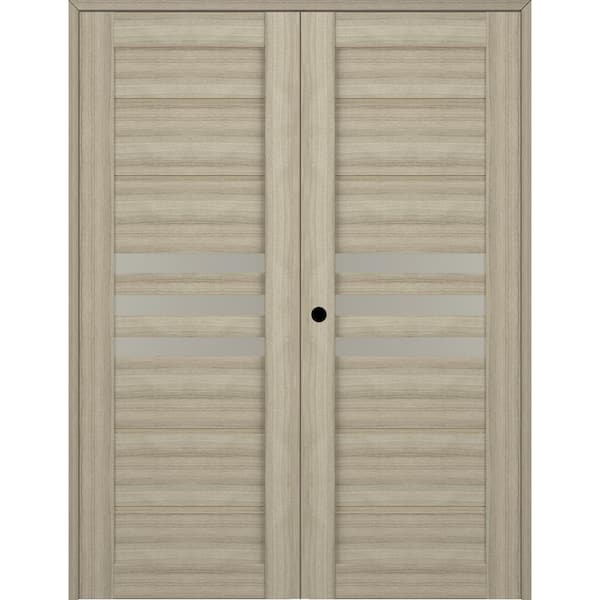 Belldinni Dome 56 in. x 84 in. Right Hand Active 3-Lite Shambor Wood Composite Double Prehung Interior Door