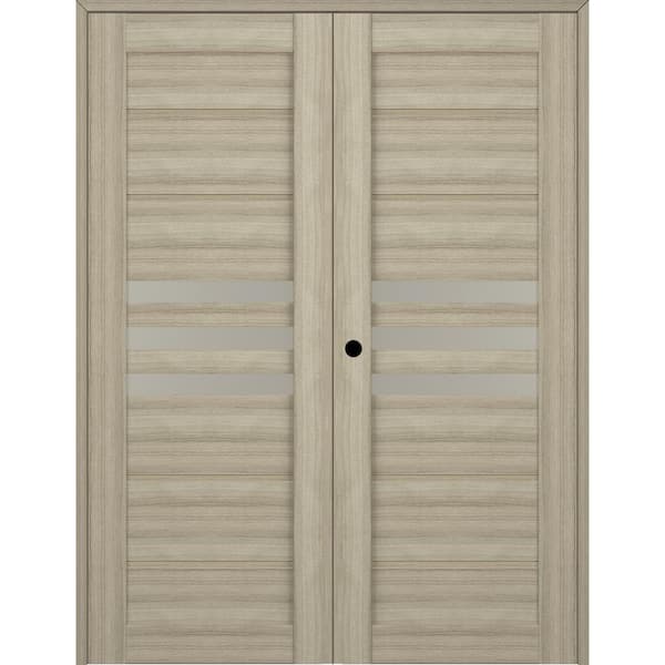 Dome 72 in. x 96 in. Right Hand Active 3-Lite Shambor Wood Composite Double Prehung Interior Door