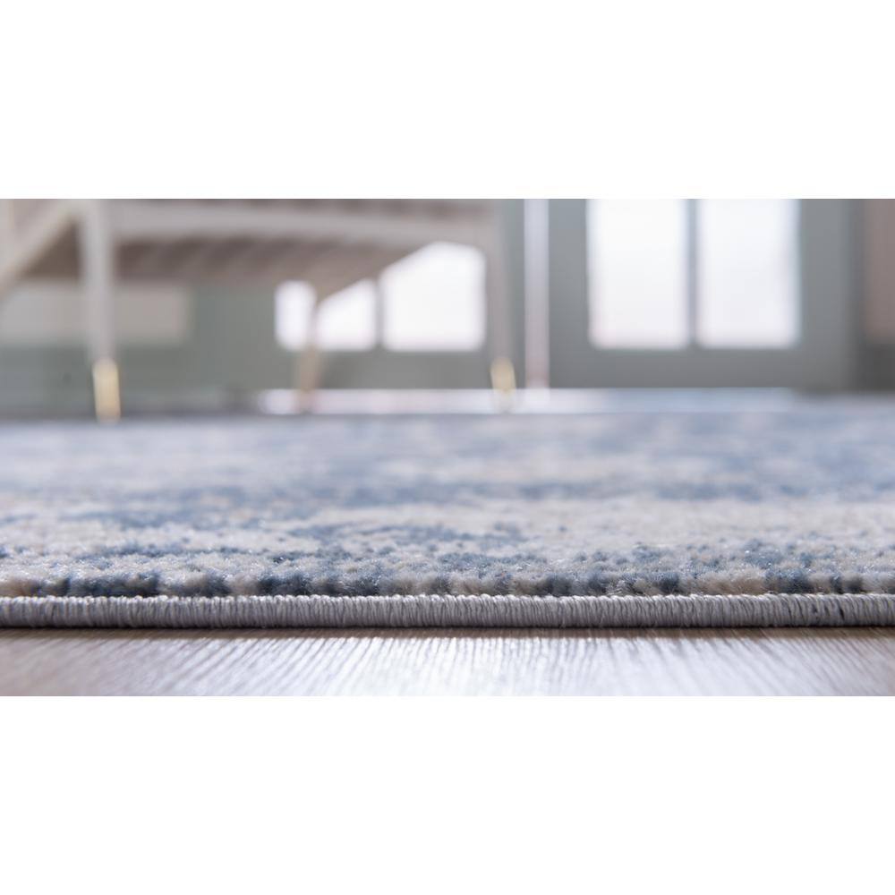 Modern Blue Square Indoor Easy-Care Stain-Resistant Rug