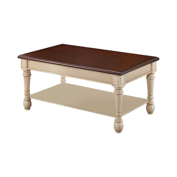 rectangular coffee table dark cherry and antique white