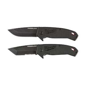 3 in. Hardline D2 Steel Smooth Blade Pocket Folding Knife & 3 in. Hardline D2 Steel Serrated Blade Pocket Folding Knife