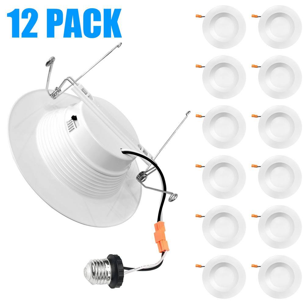 5/6 in. 5CCT Retrofit Recessed Light Dimmable with E26/TP24, LED Downlight Selectable 2700K-5000K 1050 Lumens (12-Piece) price history on PriceWatchPro