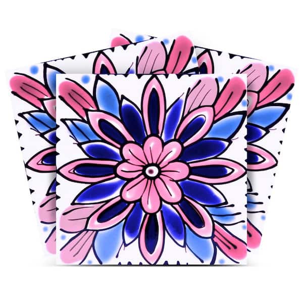 MI ALMA Blue and Pink C82 7 in. x 7 in. Vinyl Peel and Stick Tiles (24-Pack)