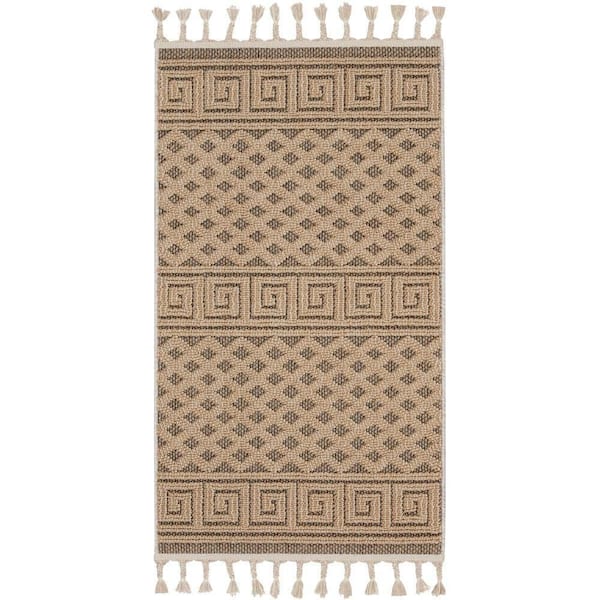 Paxton Mocha 2 ft. x 5 ft. Geometric Contemporary Kitchen Area Rug