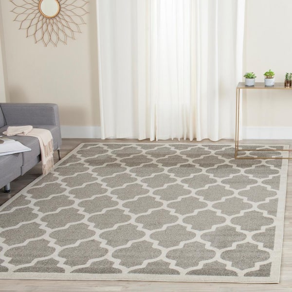Amherst Dark Gray/Beige 8 ft. x 10 ft. Geometric Trellis Area Rug