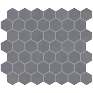 Moroccan Concrete Blue Gray 10 in. x 11 in. Glazed Ceramic Hexagon Mosaic Tile (9.72 sq. ft./Case)