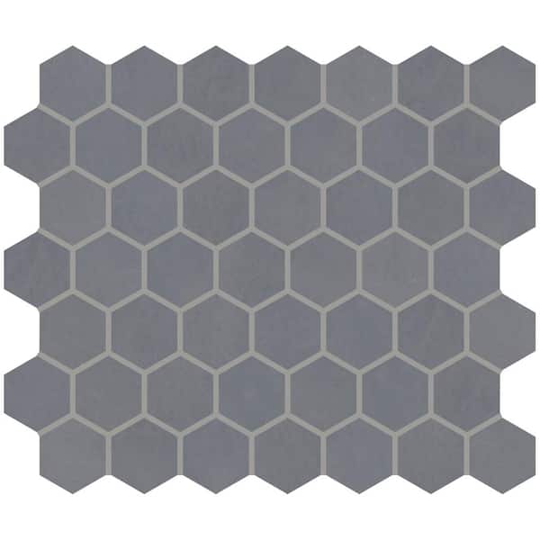 Daltile Moroccan Concrete Blue Gray 10 in. x 11 in. Glazed Ceramic Hexagon Mosaic Tile (9.72 sq. ft./Case)