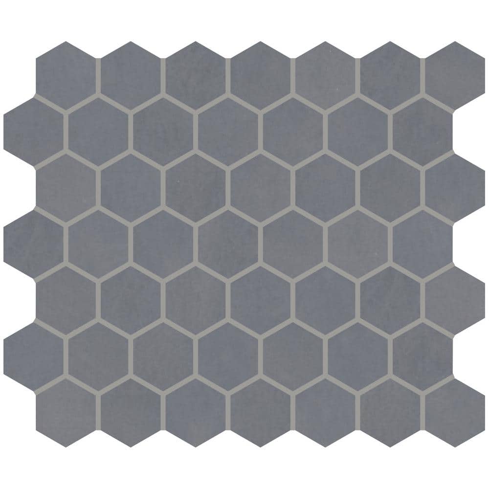 Moroccan Concrete Blue Gray 11 in. x 10 in. Glazed Ceramic Hexagon Mosaic Sample Tile price history on PriceWatchPro