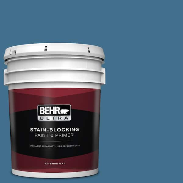 BEHR ULTRA 5 gal. #M500-5 Sojourn Blue Flat Exterior Paint & Primer