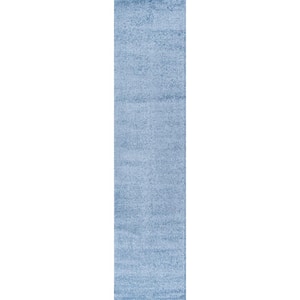 Haze Solid Low-Pile Classic Blue 2 ft. x 10 ft. Runner Rug