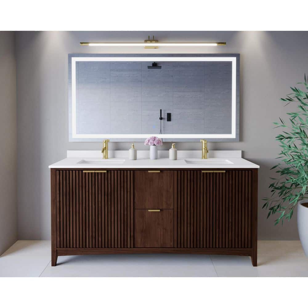 Palmilla 72 in. Double Freestanding Dark Walnut Bath Vanity with White Cultured Marble Top Assembled price history on PriceWatchPro