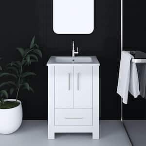 Boston 24 in. W x 20 in. D x 35 in. H Bathroom Vanity Side Cabinet in Glossy White with White Acrylic Top