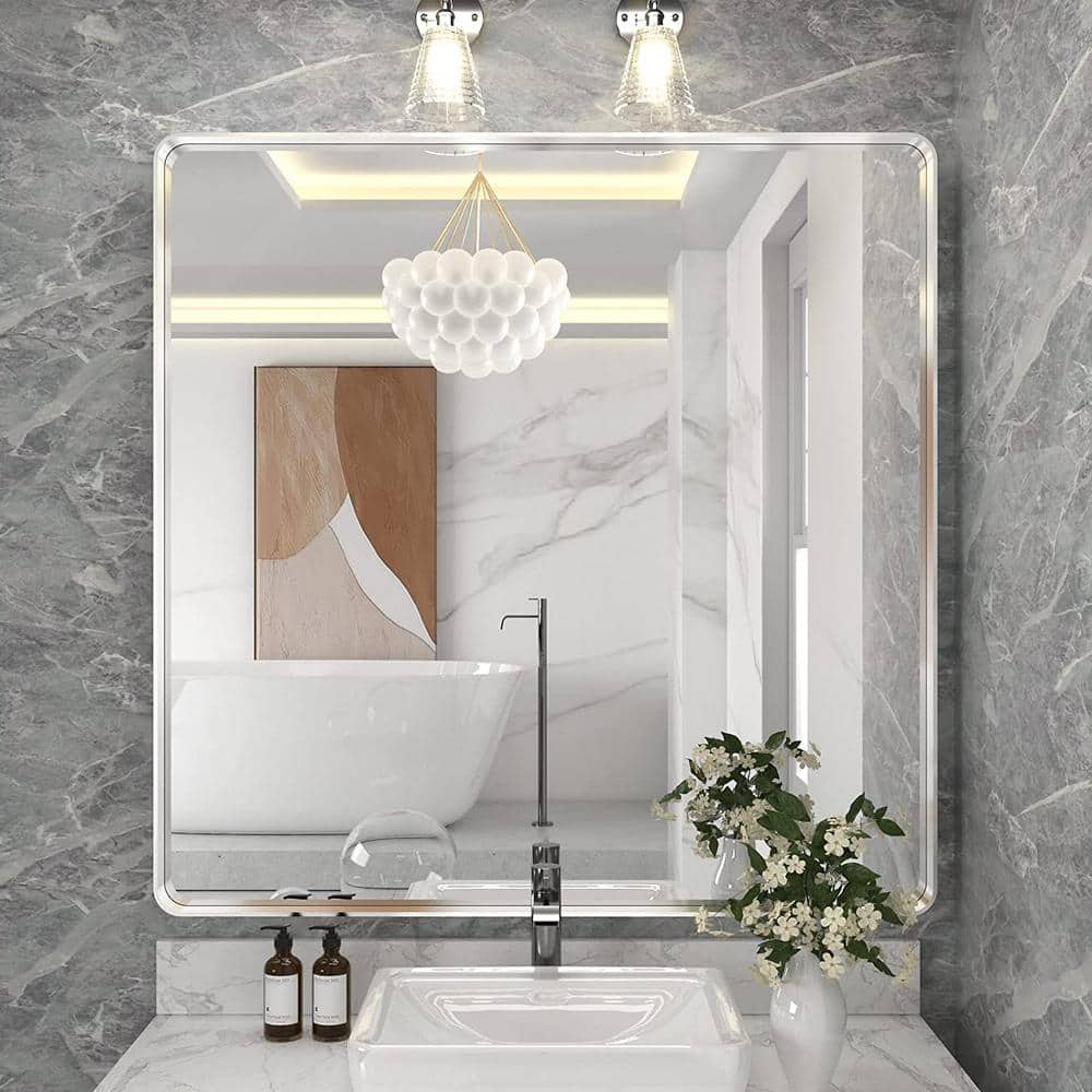 TOOLKISS 36 in. W x 36 in. H Rectangular Aluminum Framed Wall Bathroom ...