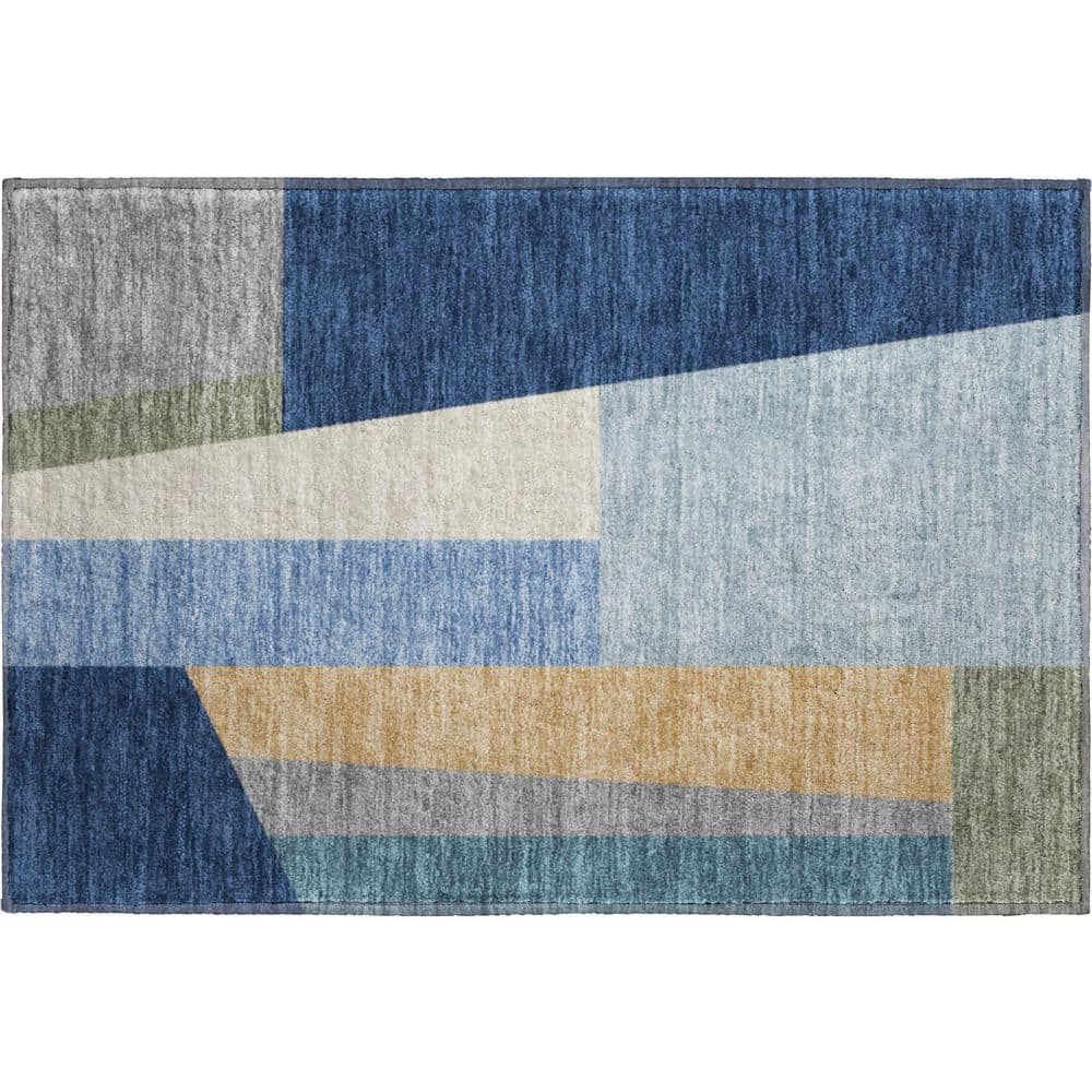 Mayfield Premium Machine Washable Abstract AMF2446 Navy 3 ft. x 4 ft. Area Rug price history on PriceWatchPro