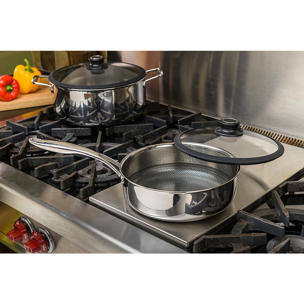 7 Piece Stainless Steel Nonstick Cookware Set with Glass Lids