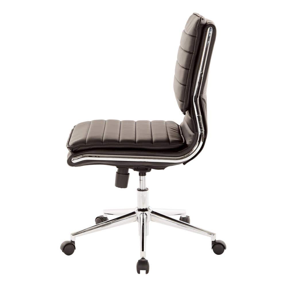 Black High Back Leather Swivel Office Chair with Metal Base