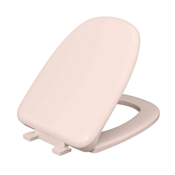 JONES STEPHENS Plastic Elongated Closed Front Toilet Seat fits Eljer New Emblem Design with Cover and Adjustable Hinge in Bone
