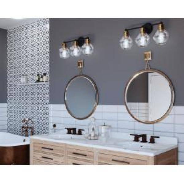 Hansford Antique Bronze and Brass 3-Light Vanity Fixture