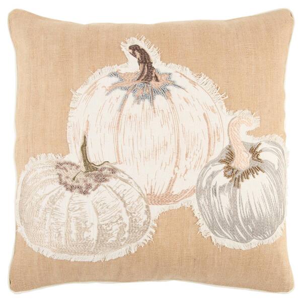 Rizzy Home Harvest Pumpkins 20 in. x 20 in. Decorative Filled Pillow