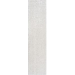 Cream 2 ft. x 8 ft. Twyla Classic Solid Low-Pile Machine-Washable Runner Rug