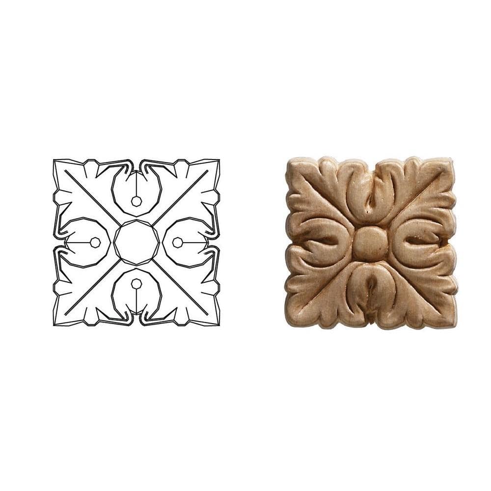 2'' Unfinished Birch Acanthus Wood Onlay Applique Set