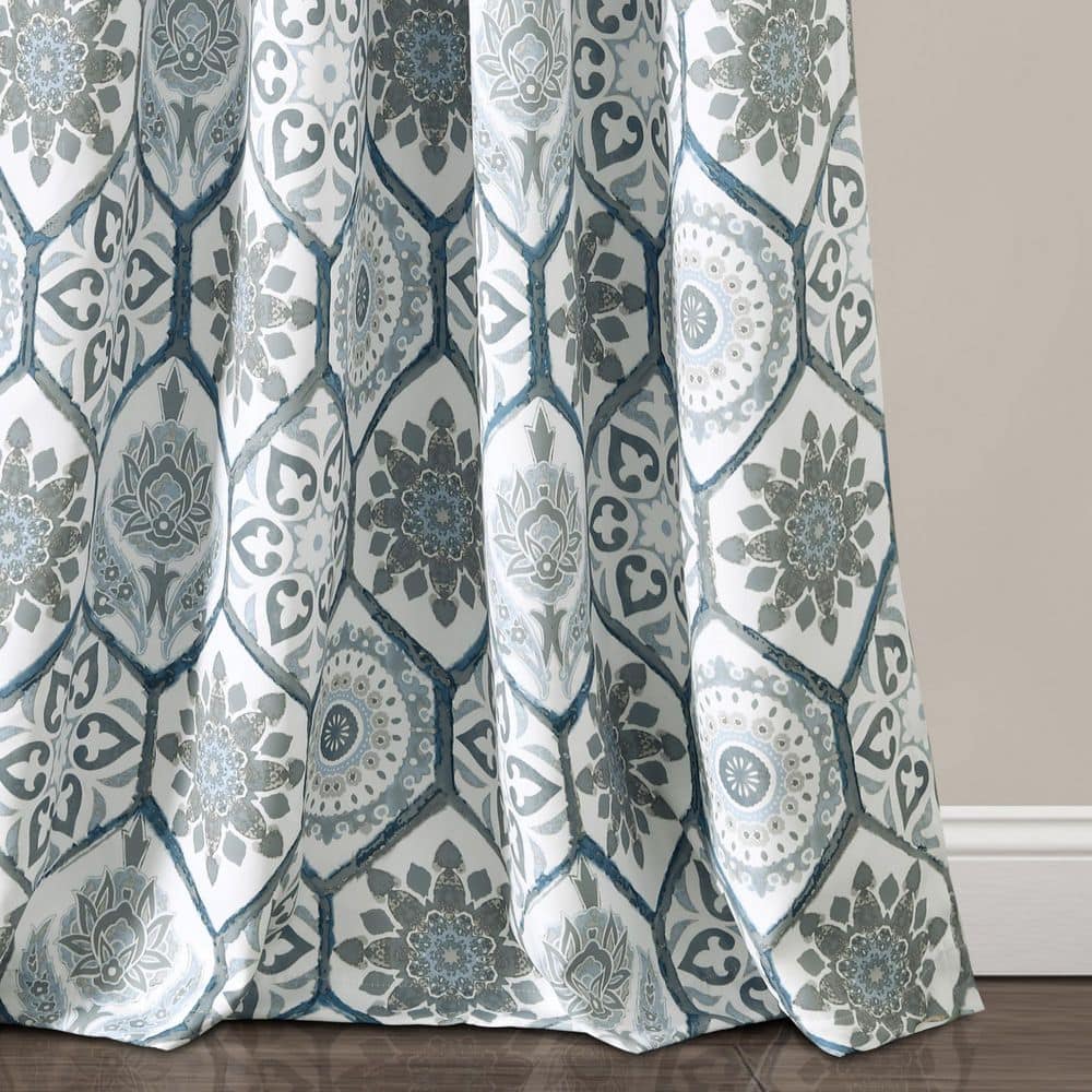 Blue Suzani Pattern Polyester Blackout Window Panels