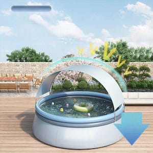 Aqua Grey 141.73 in. x 29.92 in. Outdoor Inflatable Round Swimming Pool