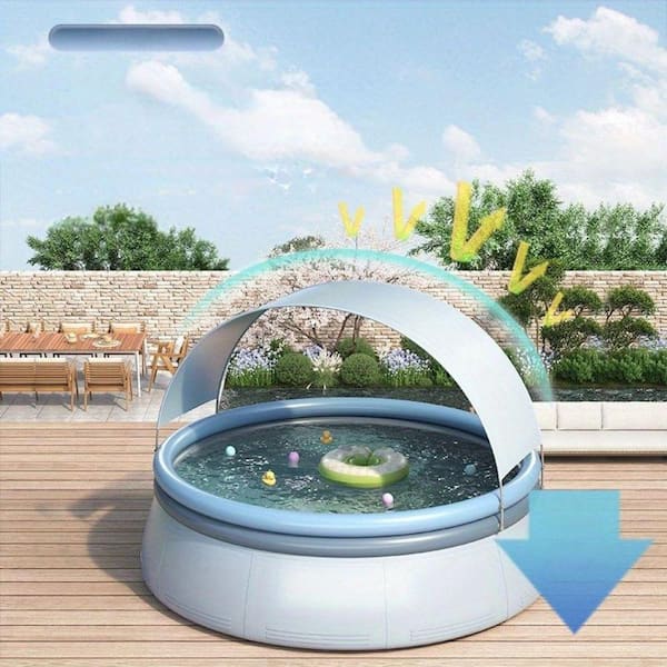 Aqua Grey 141.73 in. x 29.92 in. Outdoor Inflatable Round Swimming Pool