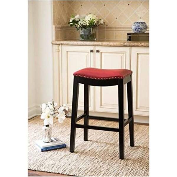 red leather saddle bar stools