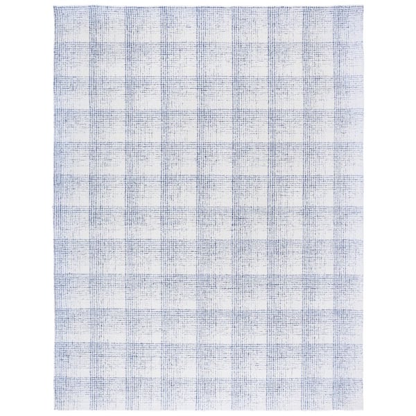 Ebony 8 ft. x 10 ft. Ivory/Blue Check Area Rug