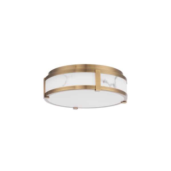 Constantine 14 in. 1-Light Aged Brass Integrated LED Flush Mount