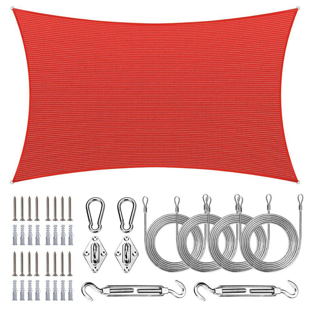 16 ft. x 20 ft. Rectangle Sun Shade Sail with Hardware Kit and Rope-Red price history on PriceWatchPro