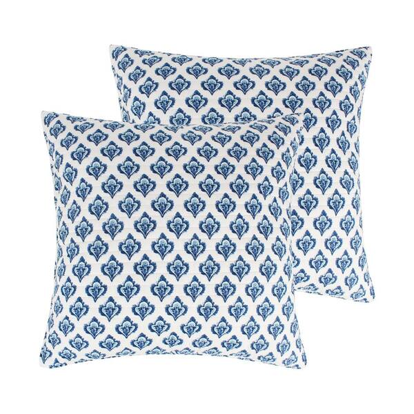 LEVTEX HOME Lorrance Blue Leaves Quilted Cotton Euro Sham (Set of 2)