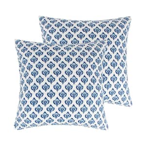 Lorrance Blue Leaves Quilted Cotton Euro Sham (Set of 2)