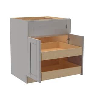 Washington Veiled Gray Plywood Shaker Assembled Base Kitchen Cabinet FH 2 ROT Soft Close 27 in W x 24 in D x 34.5 in H