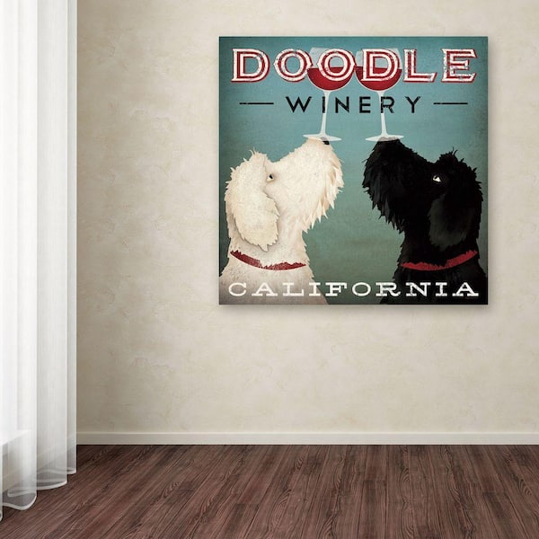Trademark Fine Art 24 in. x 24 in. "Doodle Wine" by Ryan Fowler Printed Canvas Wall Art