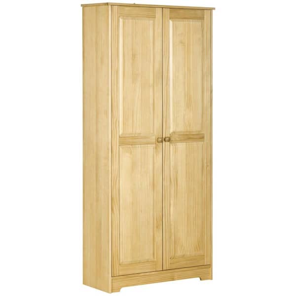Light Brown Wood Pantry Organizer with  Adjustable Shelves;Soft-Close Doors;Removable Shelves
